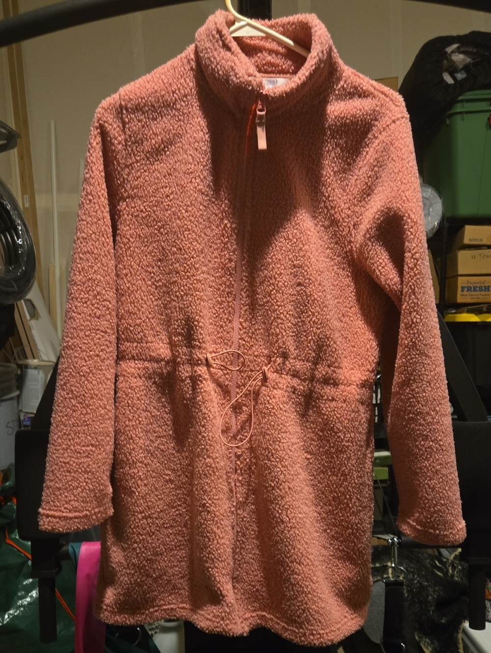 Women's Plush Zip-Front Teddy Coat in Dusty Rose